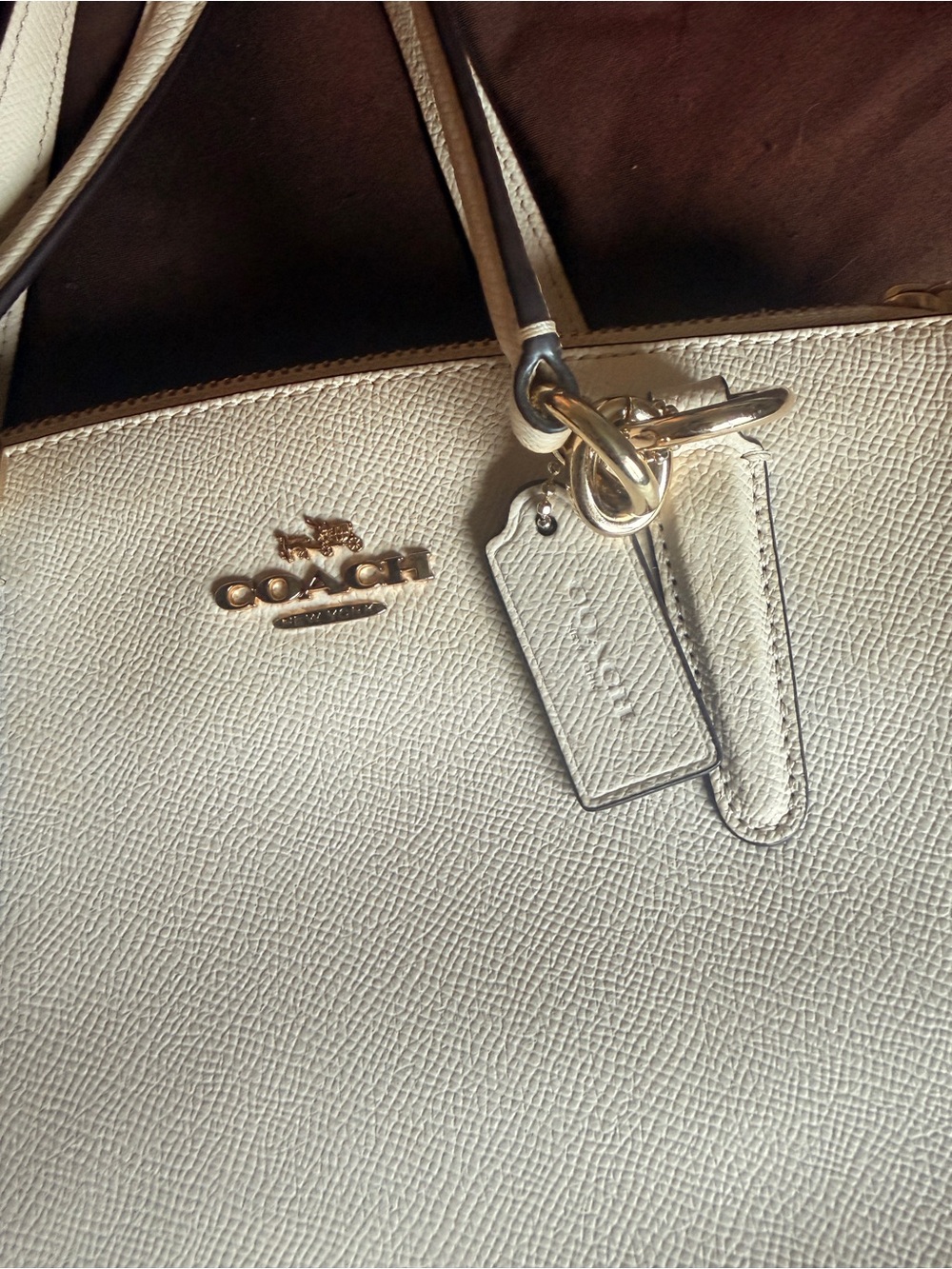 Coach Cream Pebbled Leather Satchel with Gold Hardware - Picture 3 of 5